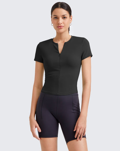 G4Free Activewear BareFeel Half Zip Slim Fit Athletic Shirts #Black / S-Black / M-Black / L-Black / XL-Black / XS-Dark Grey / S-Dark Grey / M-Dark Grey / L-Dark Grey / XL-Dark Grey / XS