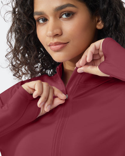 Quick Dry High Neck Sun Half Zip Workout Tops