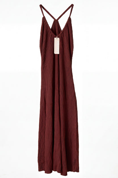 EASYSO Burgundy Knit Spaghetti Strap Long Maxi Dress
