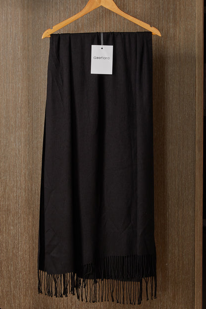 Geoflora Classic Solid Color Fringed Shawl