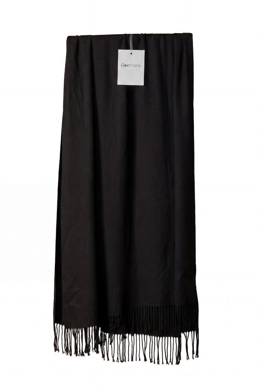 Geoflora Classic Solid Color Fringed Shawl