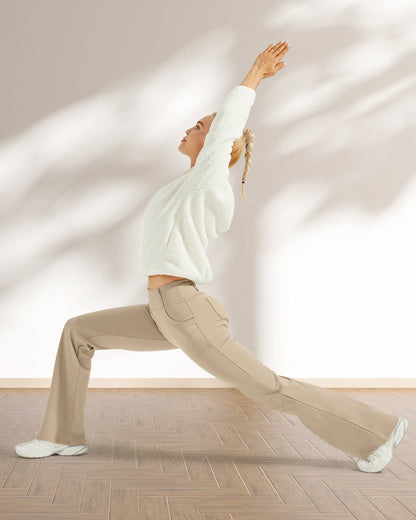 Fleece Lined High-Waist Work Flare Pants