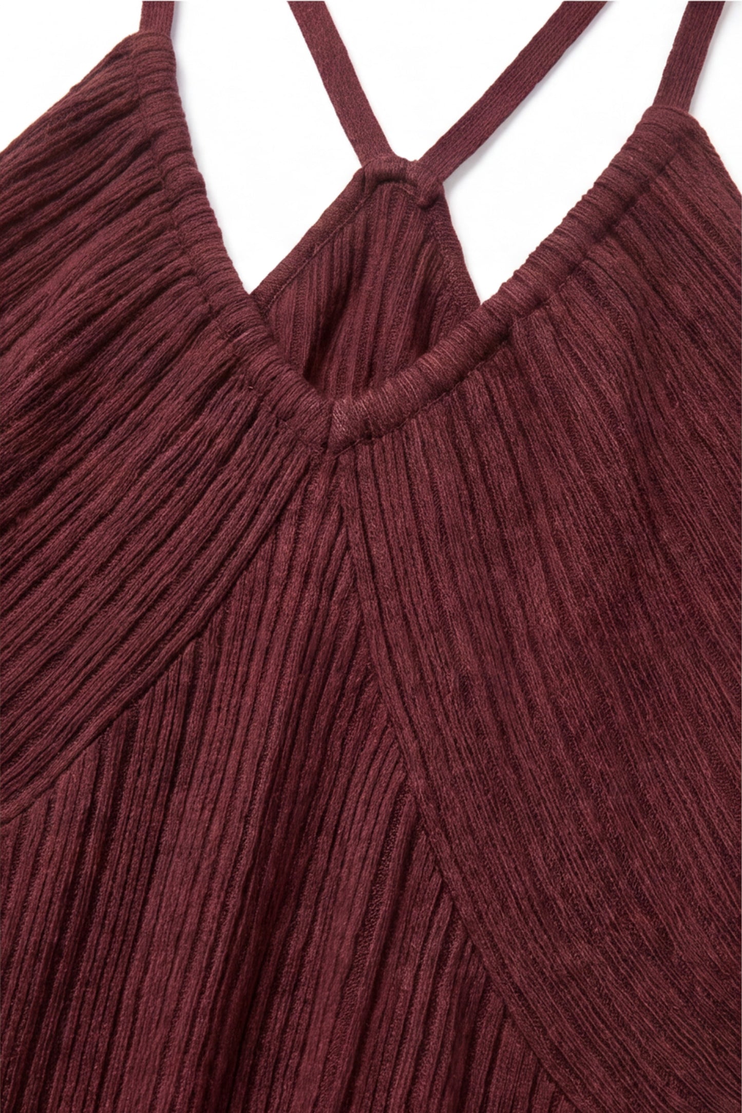 EASYSO Burgundy Knit Spaghetti Strap Long Maxi Dress