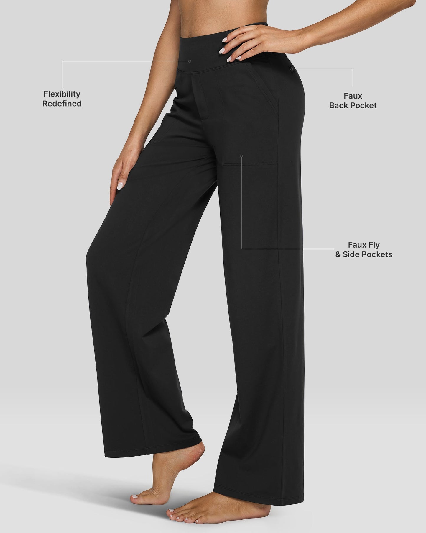 G4free Loose High-Waist Business Casual Pants #Black