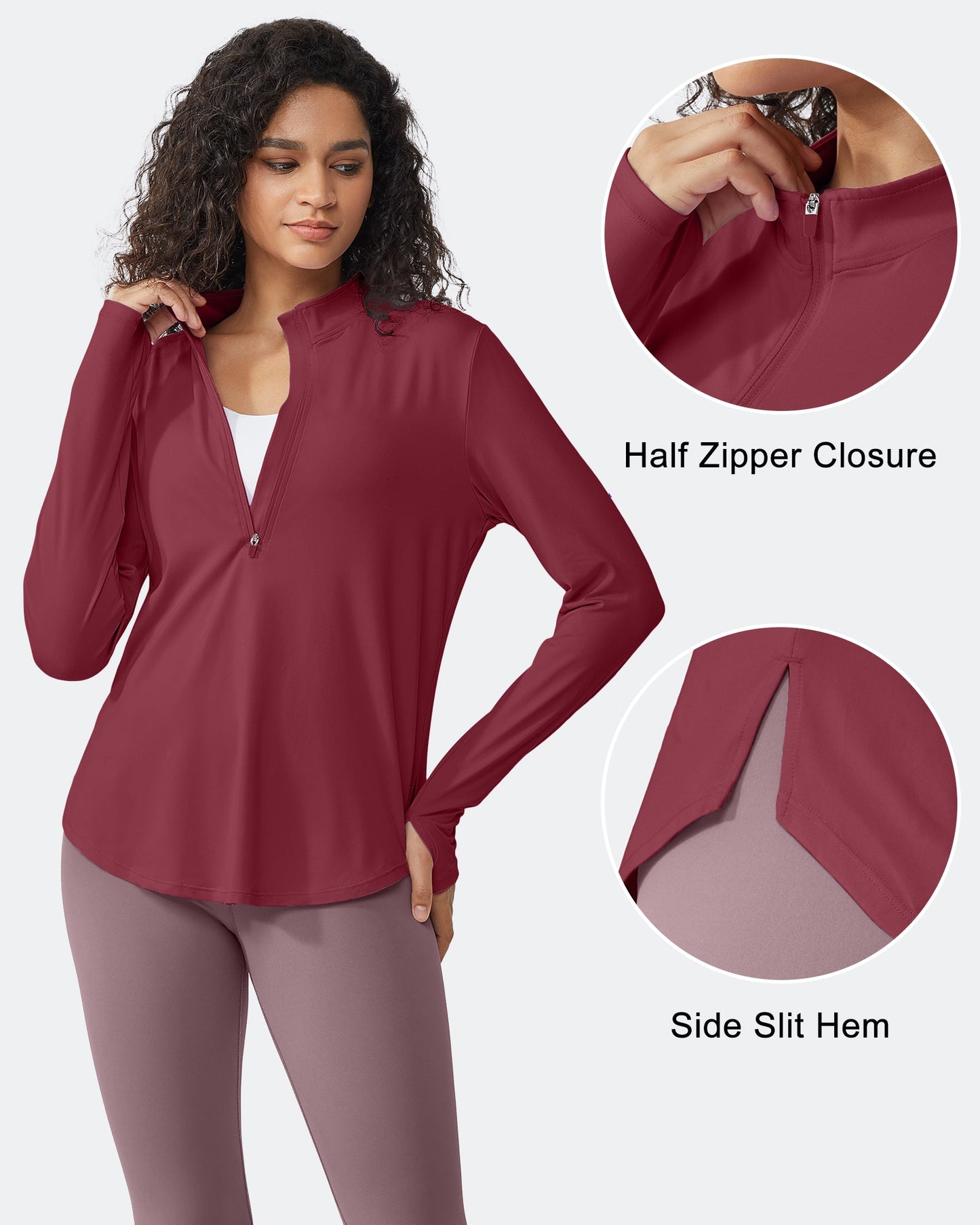Quick Dry High Neck Sun Half Zip Workout Tops