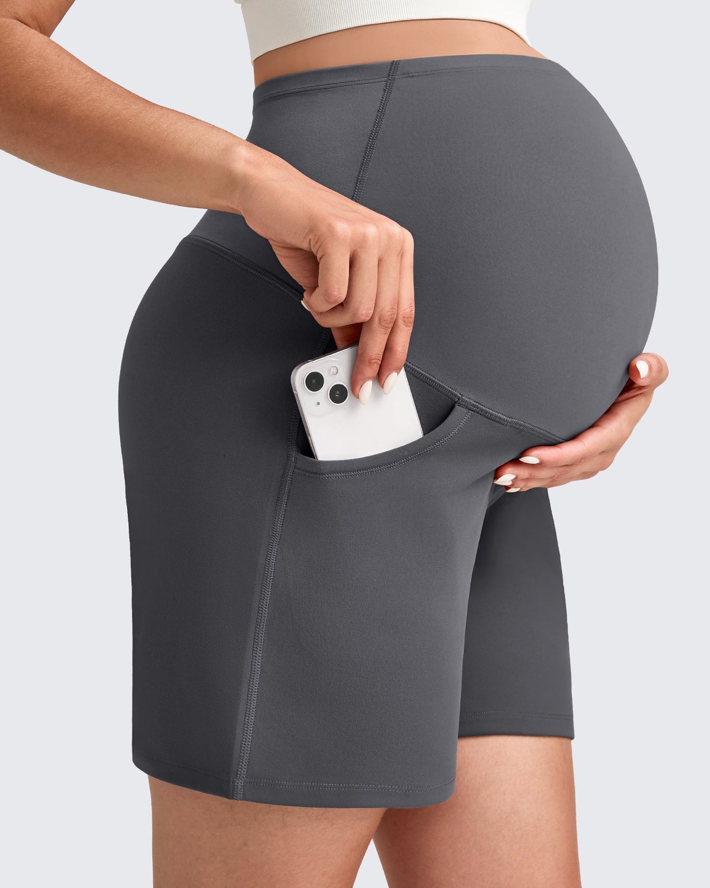 Over The Belly Pregnancy Athletic Shorts 6''