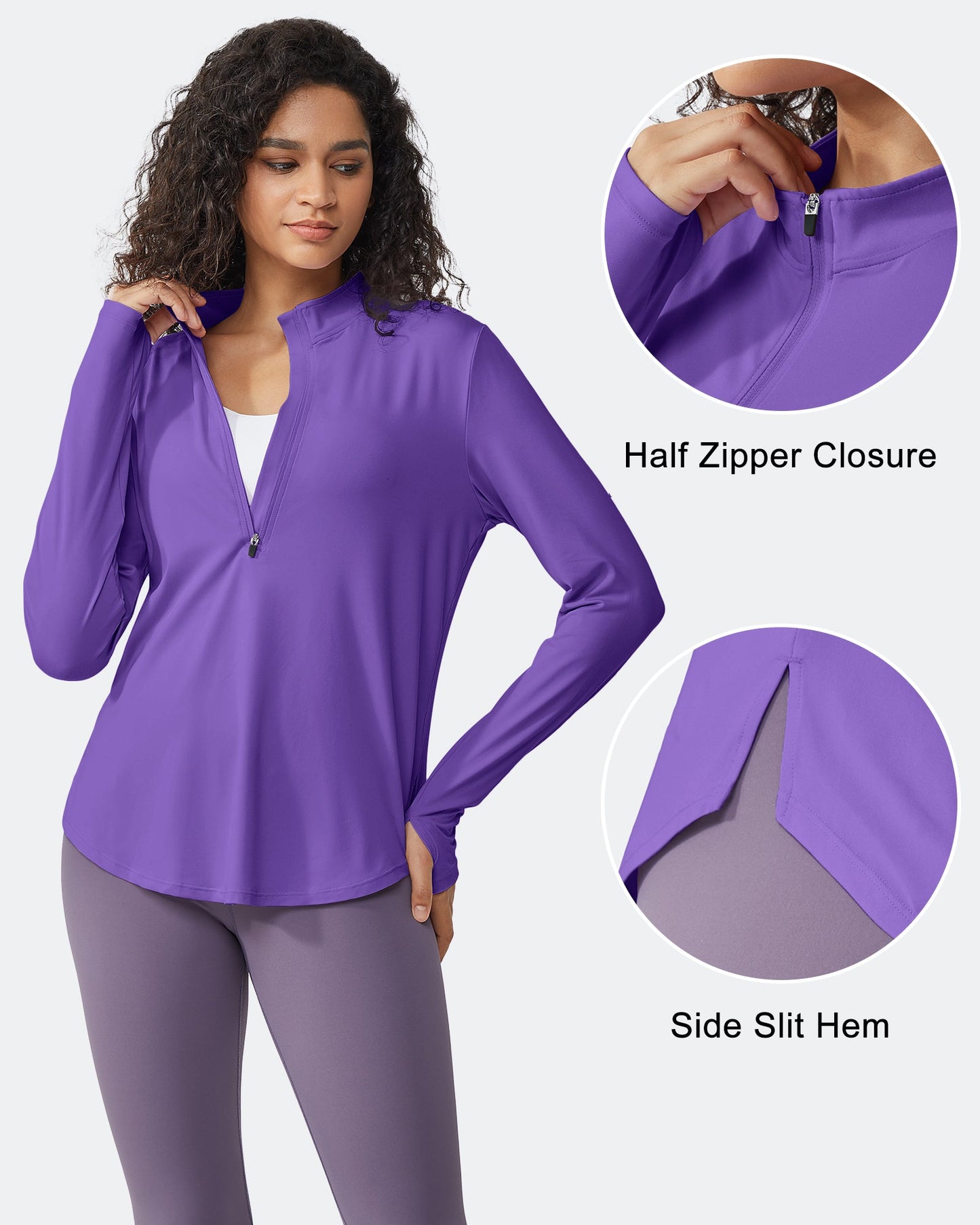 Quick Dry High Neck Sun Half Zip Workout Tops