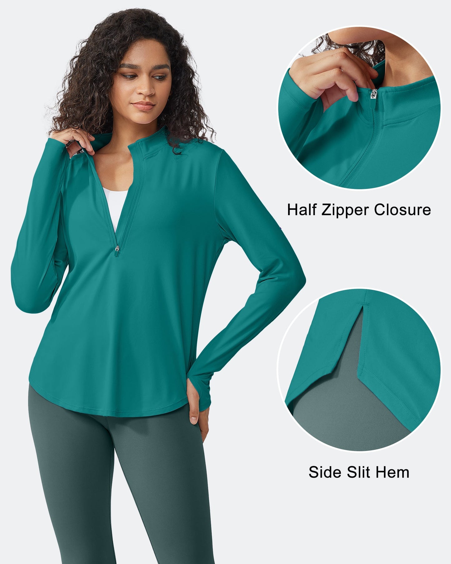 Quick Dry High Neck Sun Half Zip Workout Tops