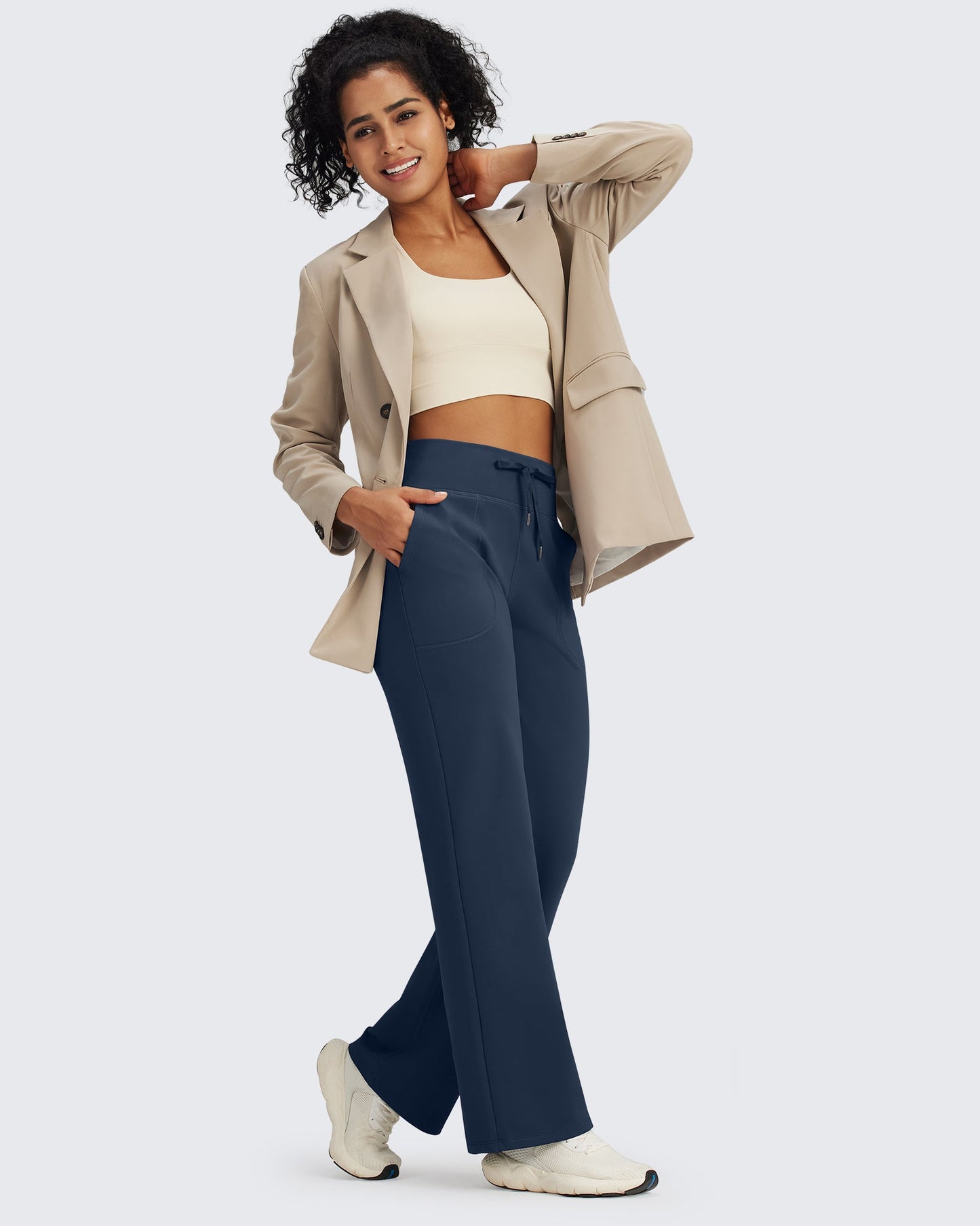Fleece Lined High-Waist Drawstring Pants