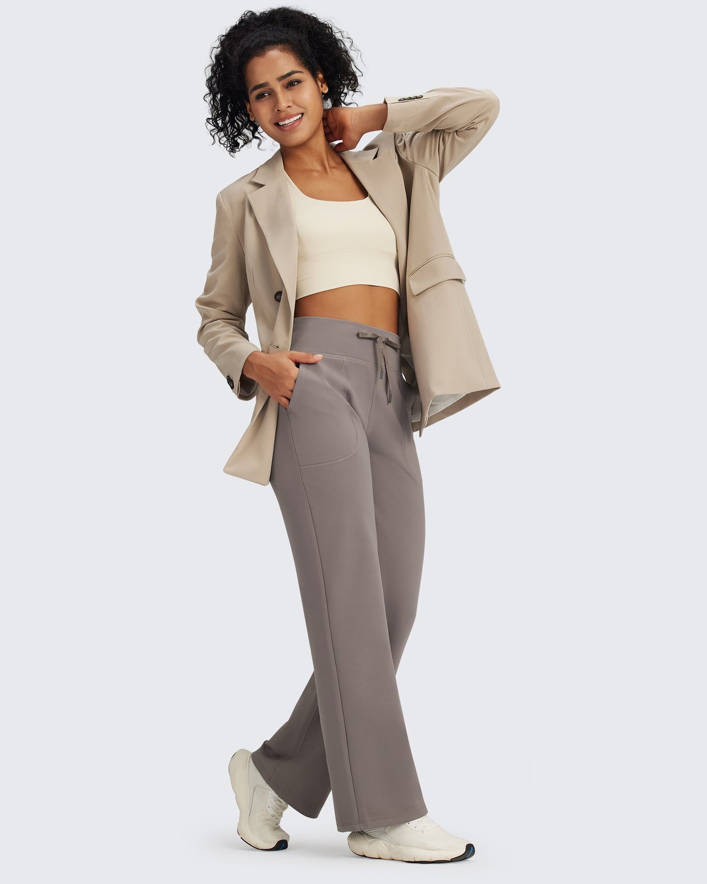 Fleece Lined High-Waist Drawstring Pants