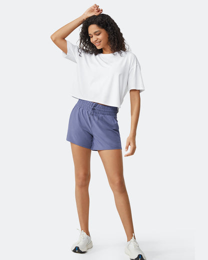 G4Free Activewear Scoop Neck Short Sleeve Workout Crop Tops #