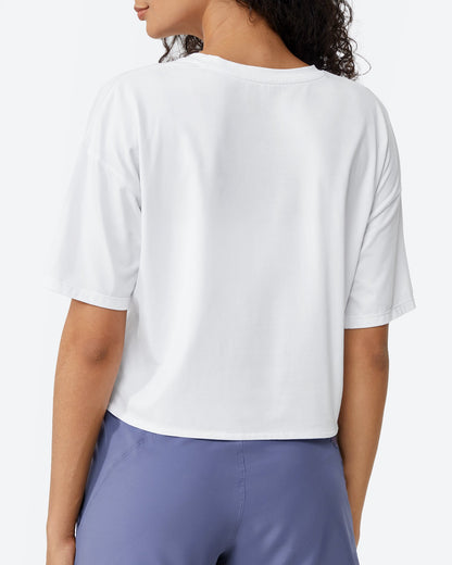 G4Free Activewear Scoop Neck Short Sleeve Workout Crop Tops #