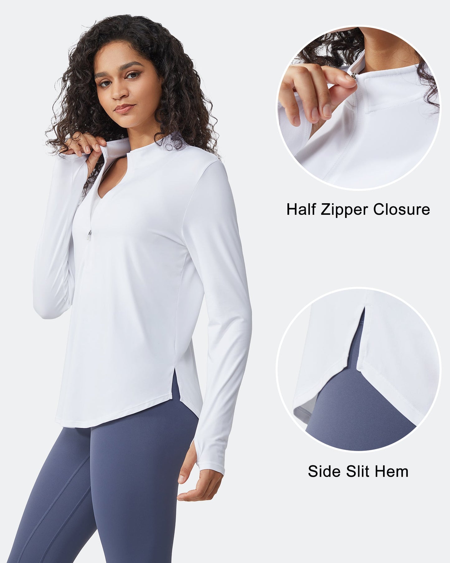 Quick Dry High Neck Sun Half Zip Workout Tops