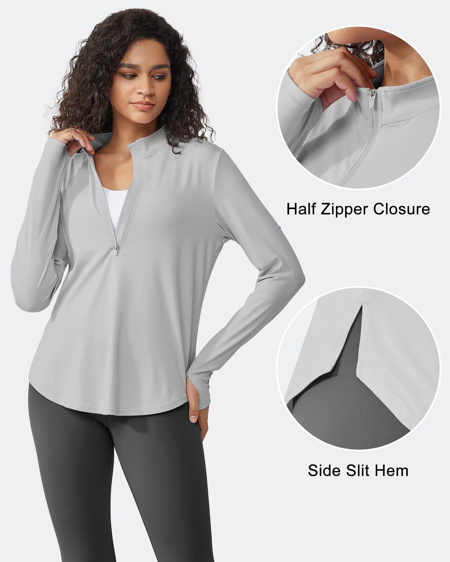 Quick Dry High Neck Sun Half Zip Workout Tops