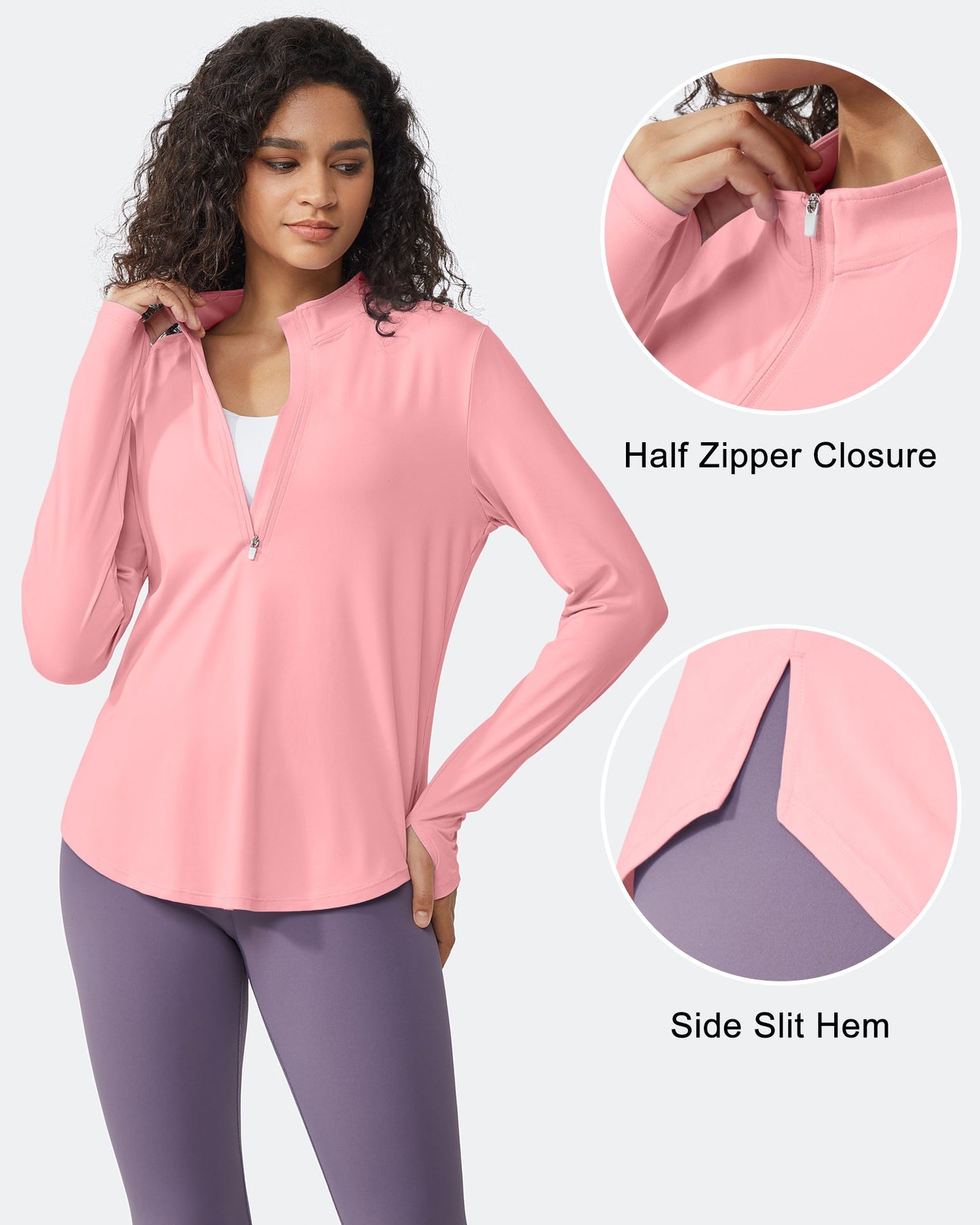 Quick Dry High Neck Sun Half Zip Workout Tops