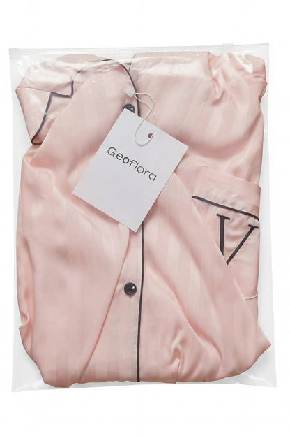 Geoflora Pink Button-Down Long Sleeve Pajama Top