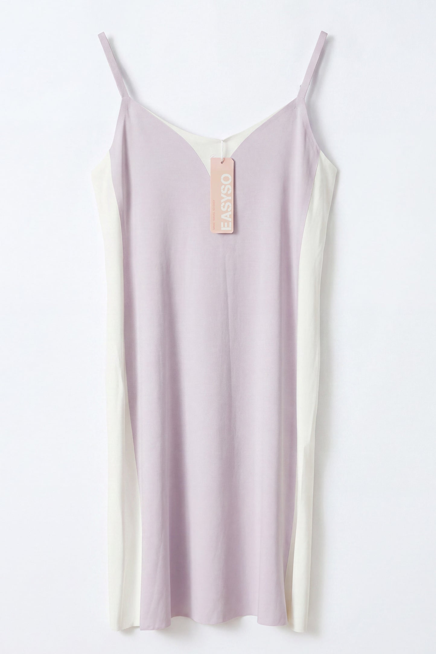 EASYSO Light Purple V-Neck Knit Slip Midi Dress
