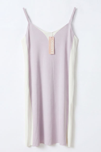 EASYSO Light Purple V-Neck Knit Slip Midi Dress