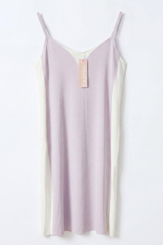 EASYSO Light Purple V-Neck Knit Slip Midi Dress