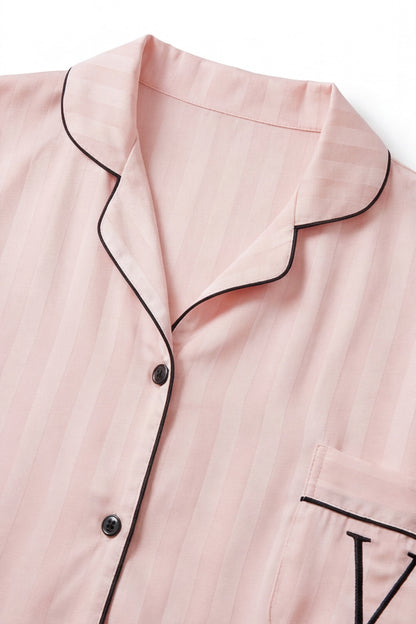 Geoflora Pink Button-Down Long Sleeve Pajama Top