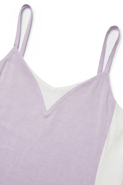 EASYSO Light Purple V-Neck Knit Slip Midi Dress