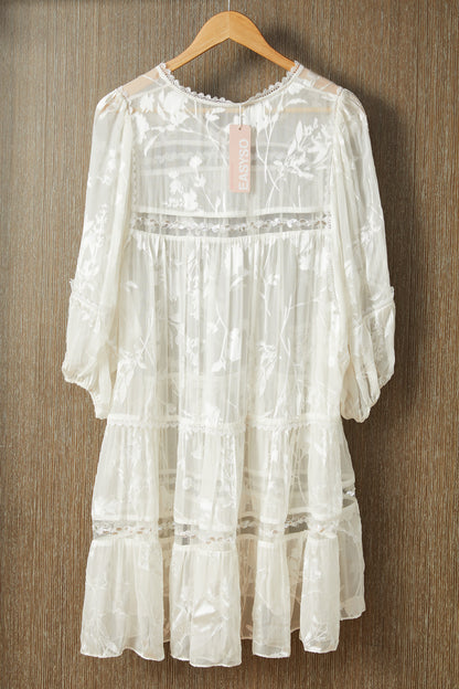 EASYSO  Floral Lace Tiered Dress