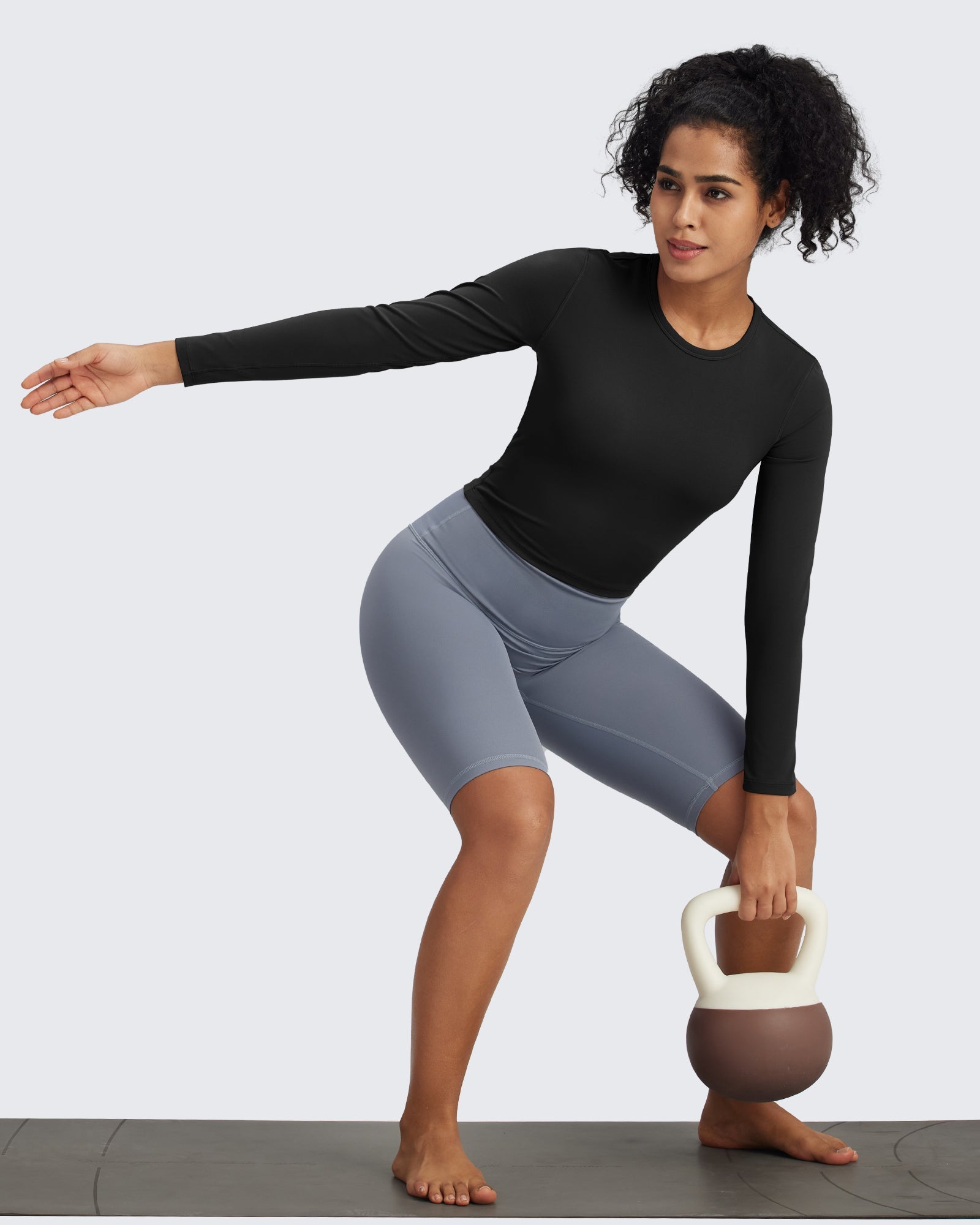 G4Free Activewear BareFeel Slim High Crew Neck Cropped Long Sleeve #