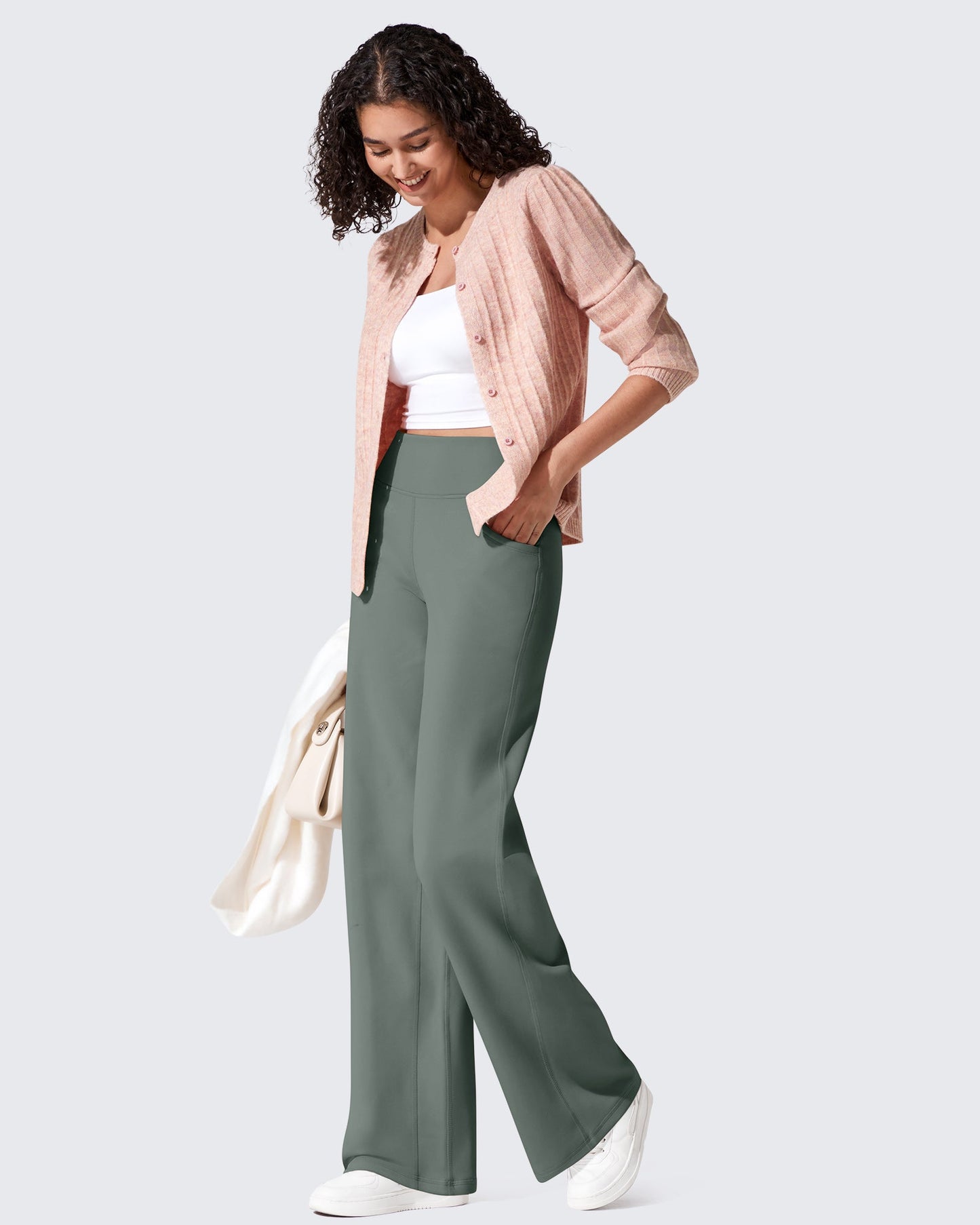 Fleece Lined High-Waist Loose Sweatpants