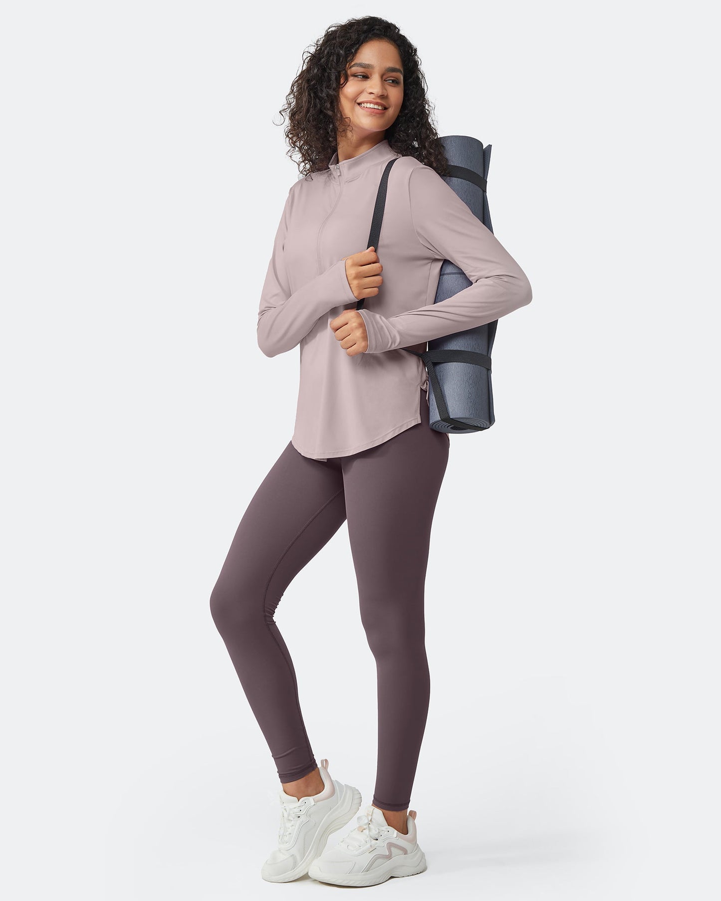 Quick Dry High Neck Sun Half Zip Workout Tops