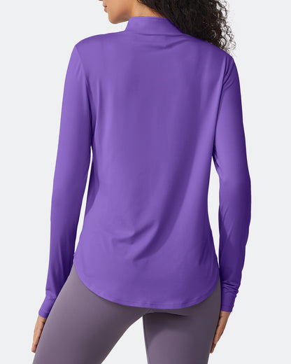 Quick Dry High Neck Sun Half Zip Workout Tops
