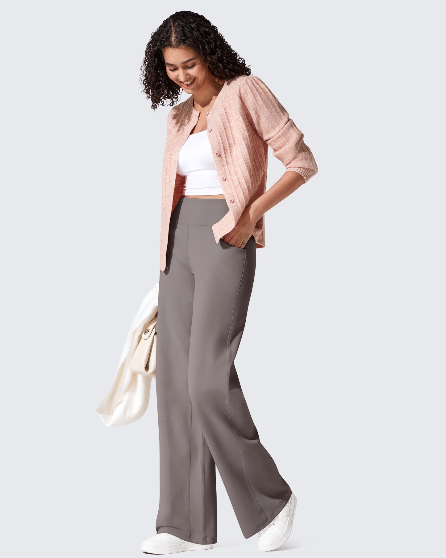 Fleece Lined High-Waist Loose Sweatpants