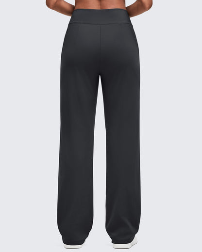 High Waist Hidden Zipper Pockets Dress Pants