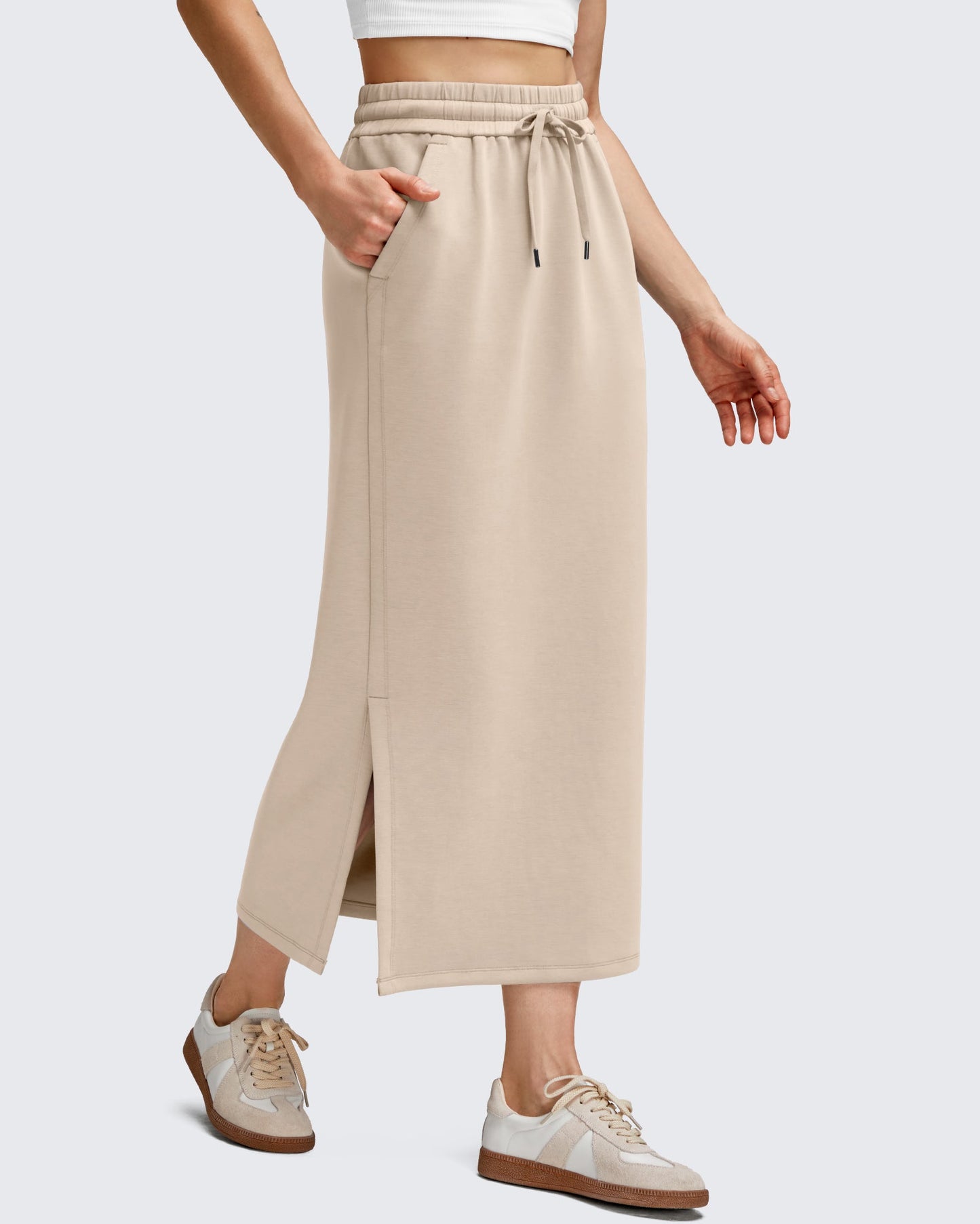 Smoofit Side Slits Drawstring Long Skirts