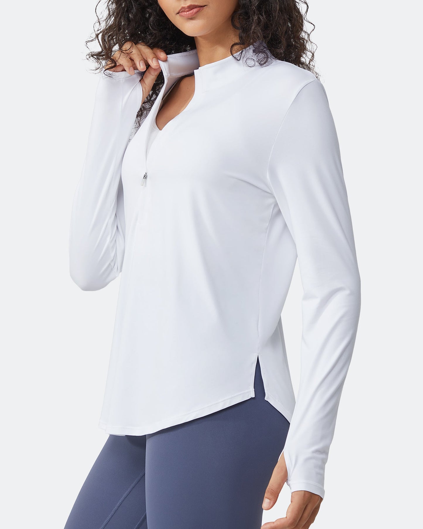 Quick Dry High Neck Sun Half Zip Workout Tops