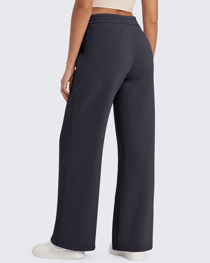 Fleece Lined Drawstring High-Waist Pants