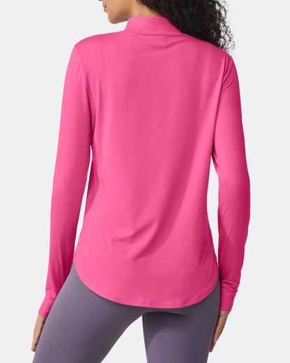 Quick Dry High Neck Sun Half Zip Workout Tops