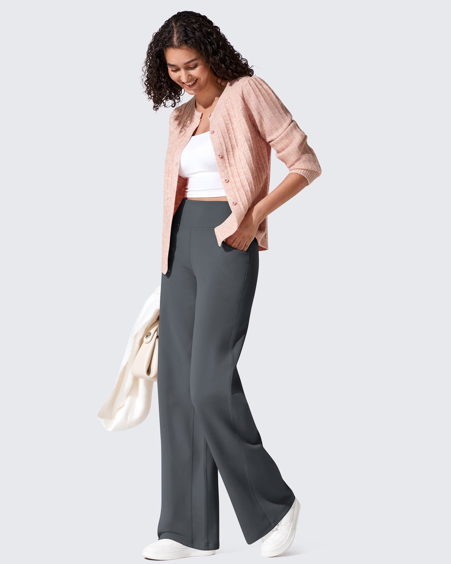 Fleece Lined High-Waist Loose Sweatpants