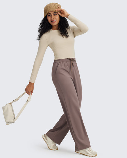 G4Free Activewear BareFeel Slim High Crew Neck Cropped Long Sleeve #