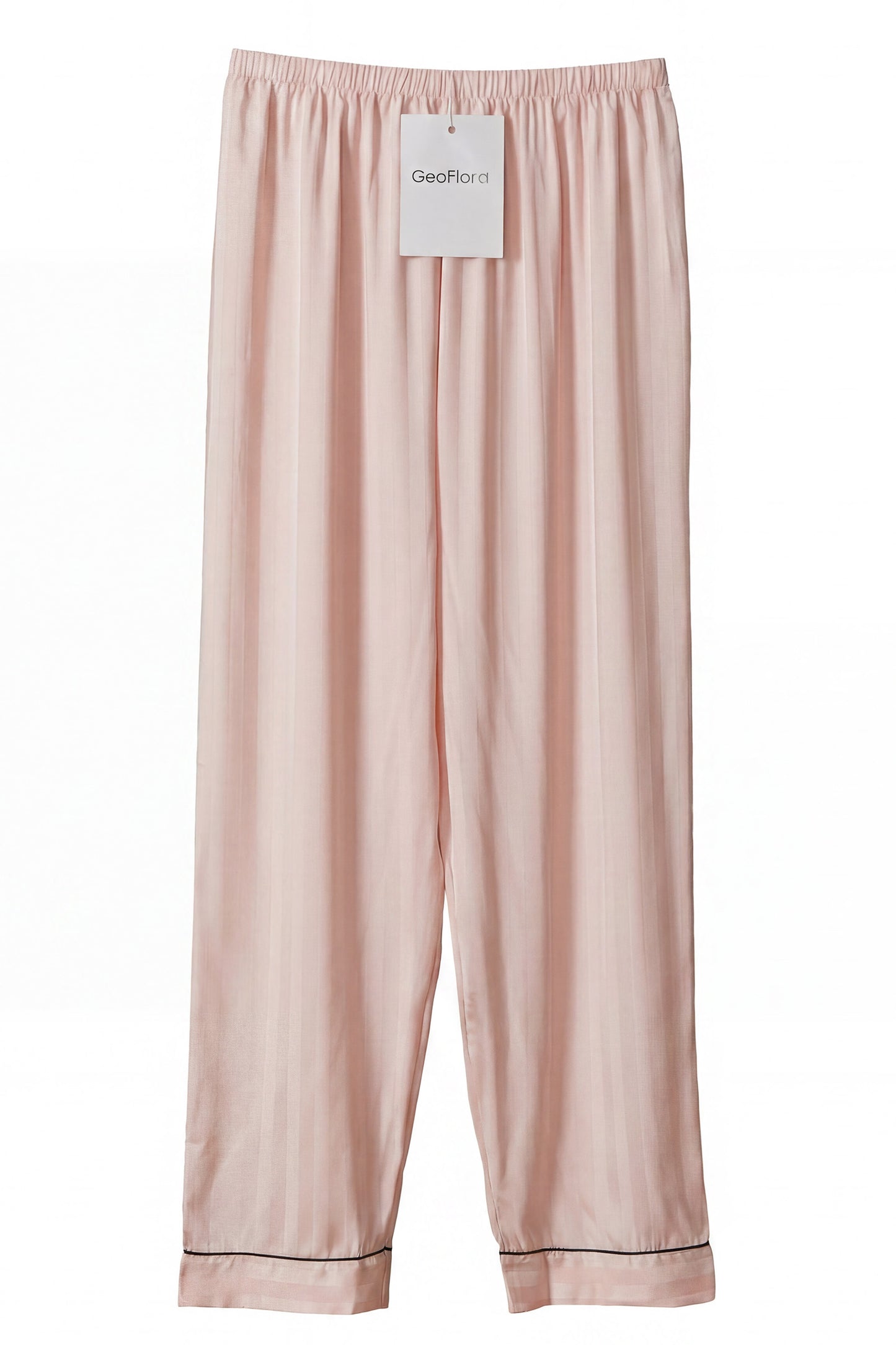 Geoflora Pink Elastic Waist Casual Wide Leg Pants - Lightweight Comfort Sleepwear Loungewear Trousers