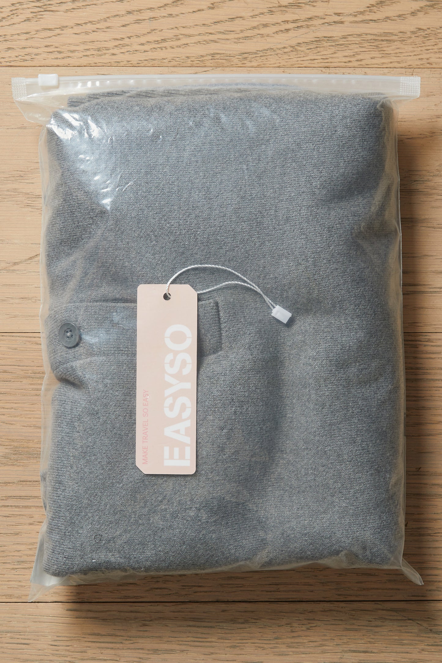 EASYSO Travel-Ready Knit Polo Pullover – Relaxed Collared Sweater in Soft Heather Grey