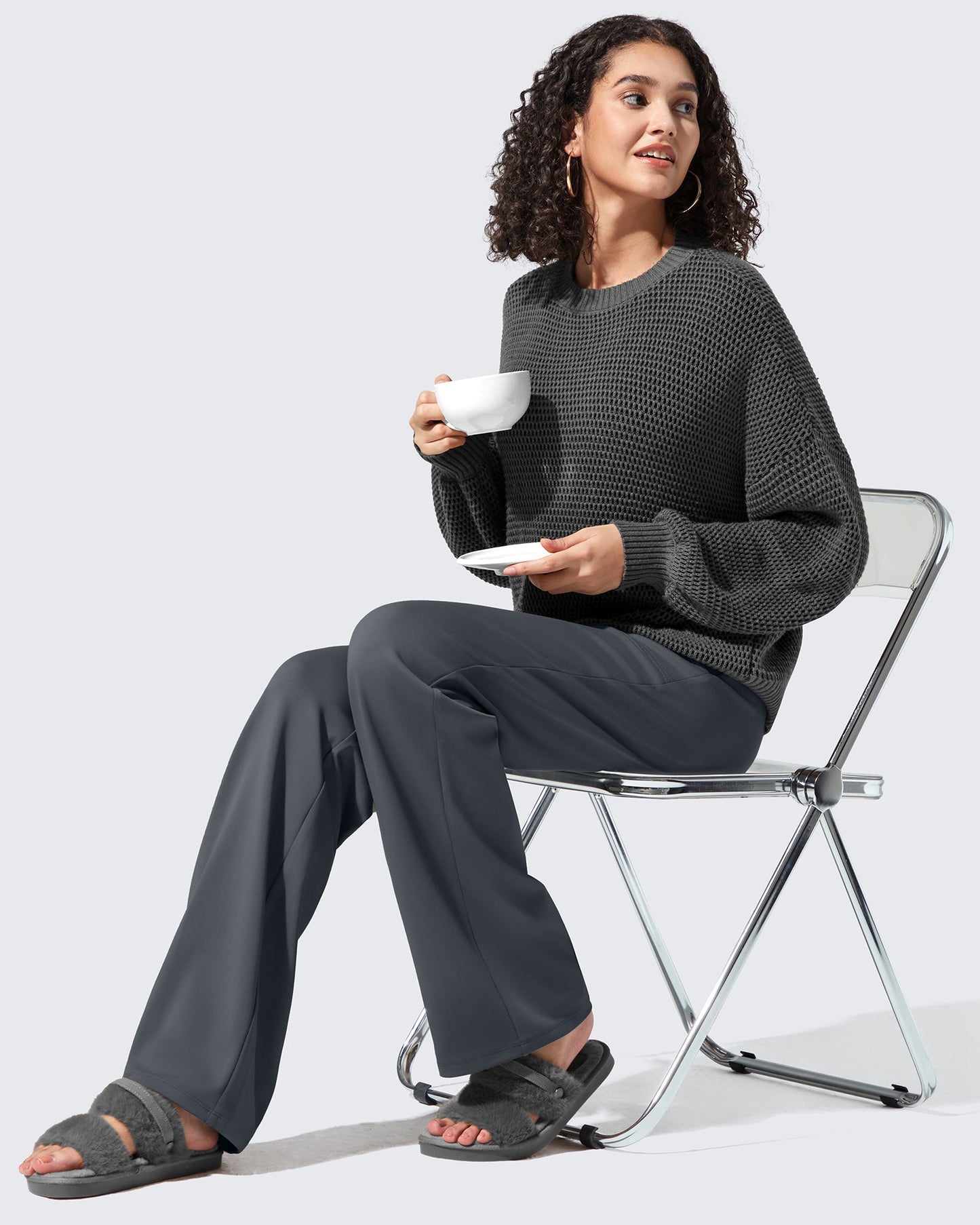 Fleece Lined High-Waisted Dressy Pants