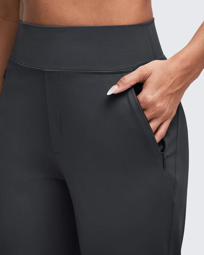 High Waist Hidden Zipper Pockets Dress Pants