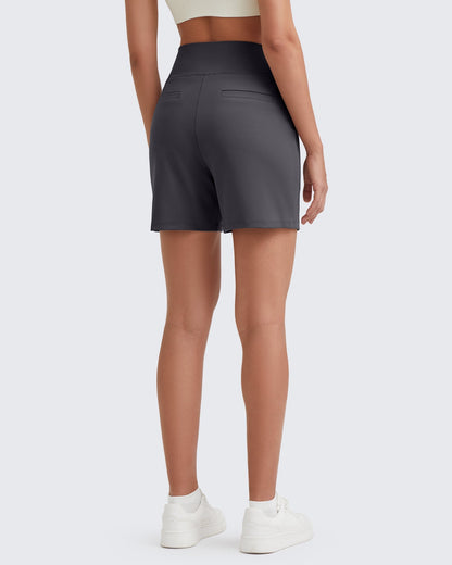 G4FREE High-Waist Burmuda Athletic Shorts 5 #dark-heather