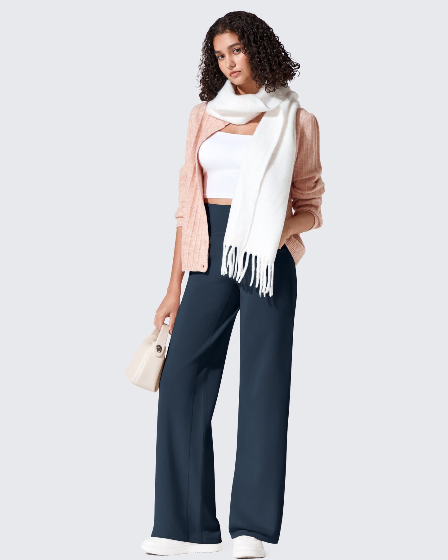 Fleece Lined High-Waist Loose Sweatpants