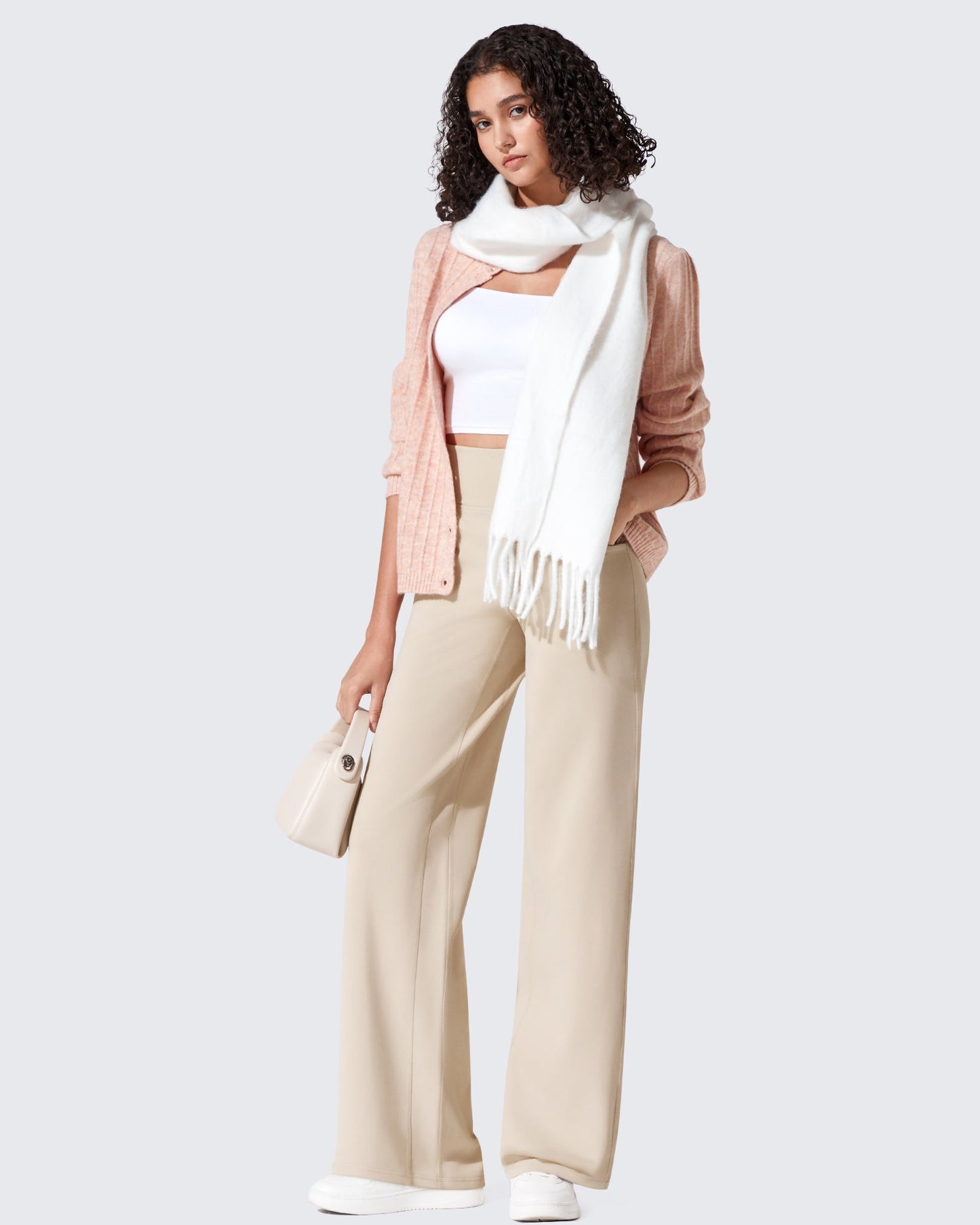 Fleece Lined High-Waist Loose Sweatpants