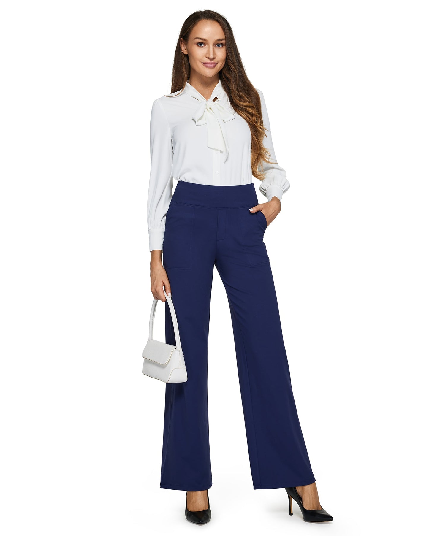 G4free Loose High-Waist Business Casual Pants #royal-blue