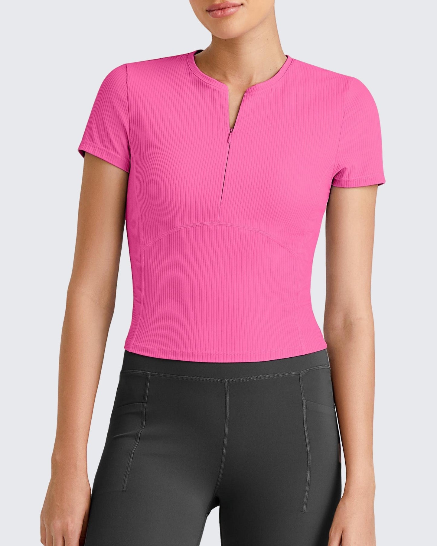 G4Free Activewear Ribbed Half Zip Slim Work Out Short Sleeve #Navy / S-Navy / M-Navy / L-Navy / XL-Navy / XS-Black / S-Black / M-Black / L-Black / XL-Black / XS