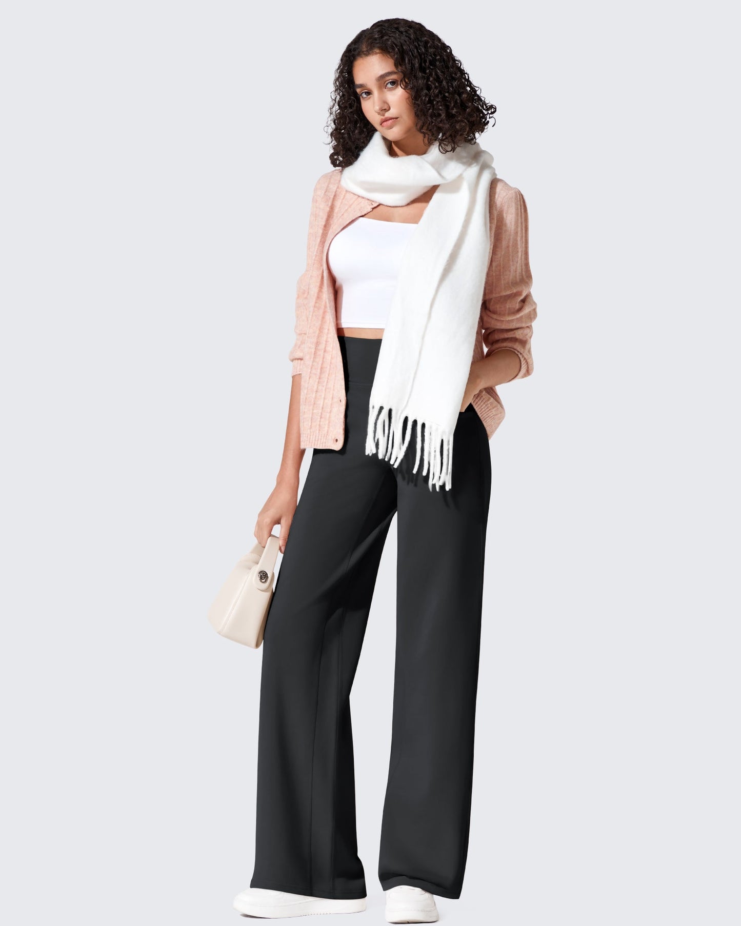 Fleece Lined High-Waist Loose Sweatpants
