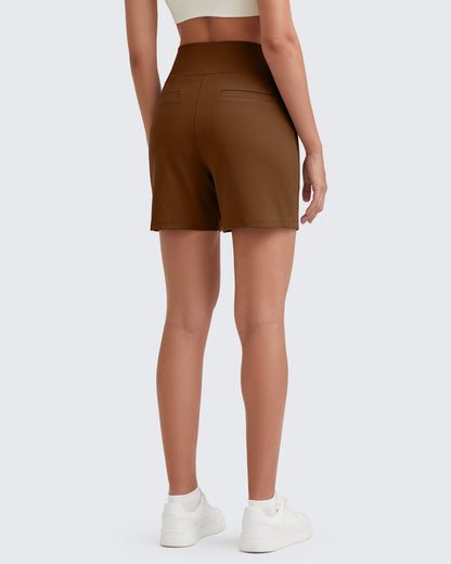 G4FREE High-Waist Burmuda Athletic Shorts 5 #dark-coffee