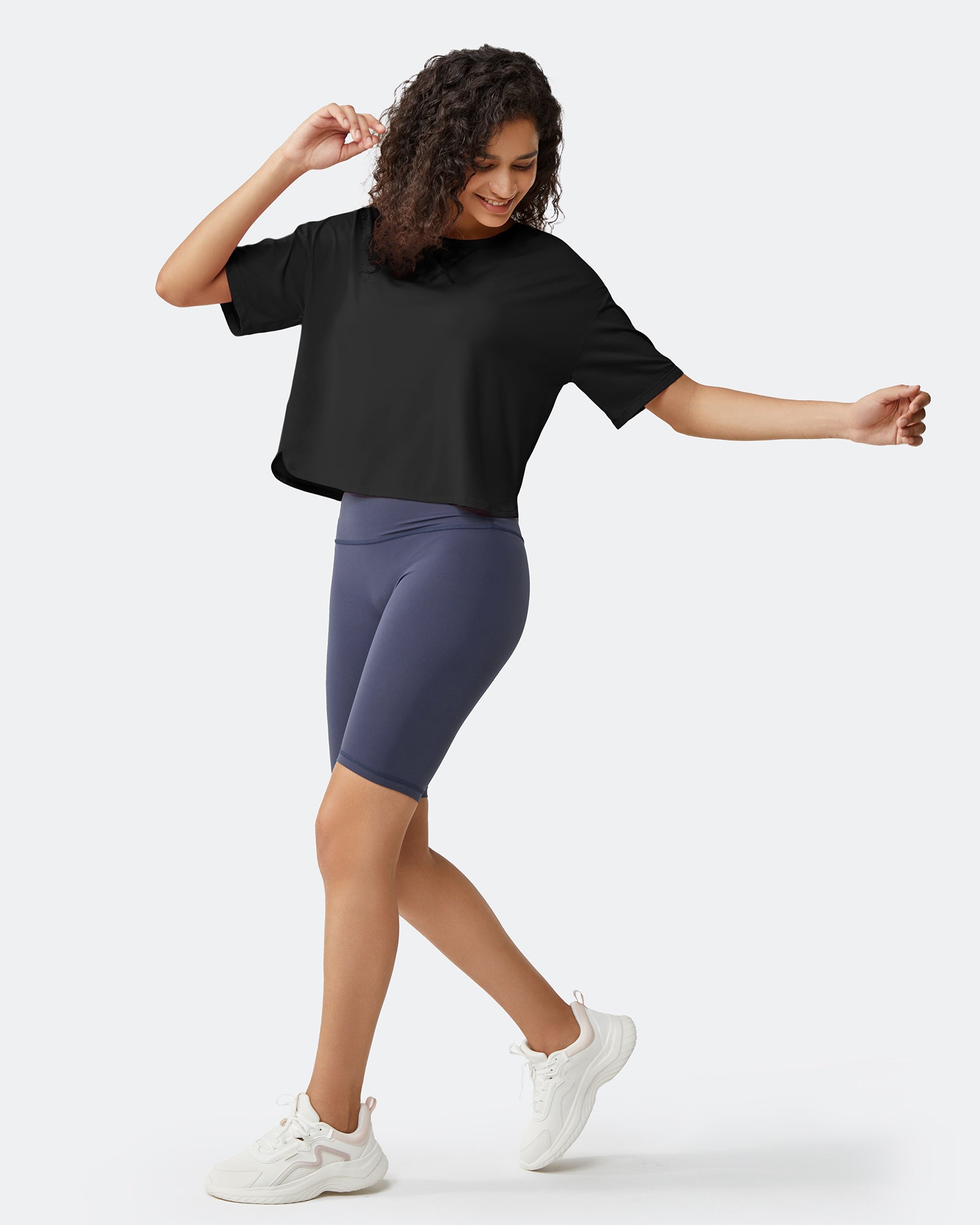 G4Free Activewear Scoop Neck Short Sleeve Workout Crop Tops #